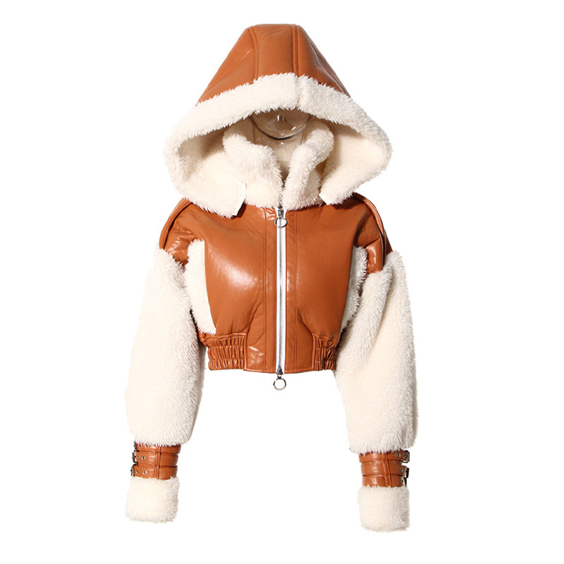 Vintage Patchwork Contrast Hooded Jacket