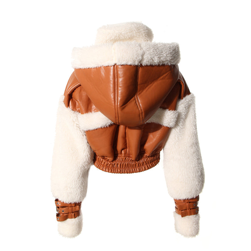Vintage Patchwork Contrast Hooded Jacket
