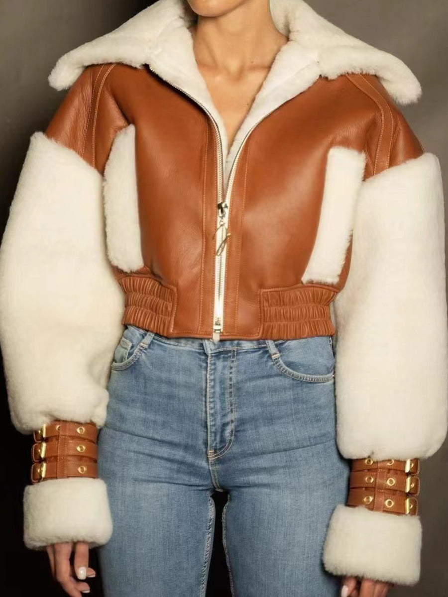 Vintage Patchwork Contrast Hooded Jacket