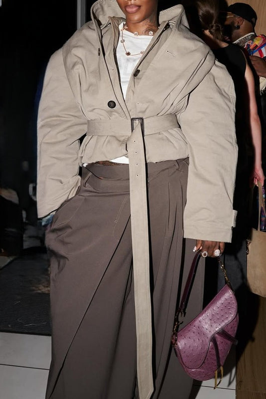 Oversized cropped cotton-gabardine trench coat