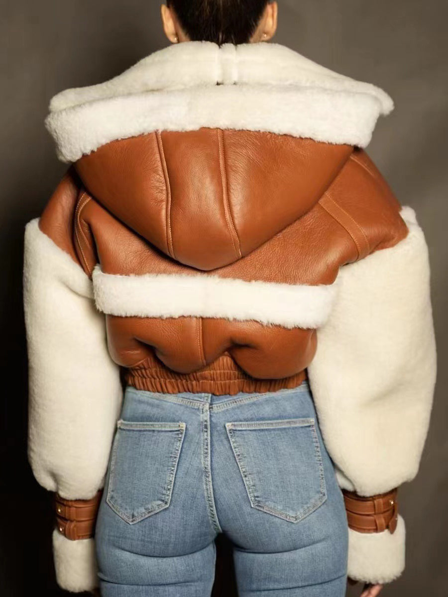 Vintage Patchwork Contrast Hooded Jacket