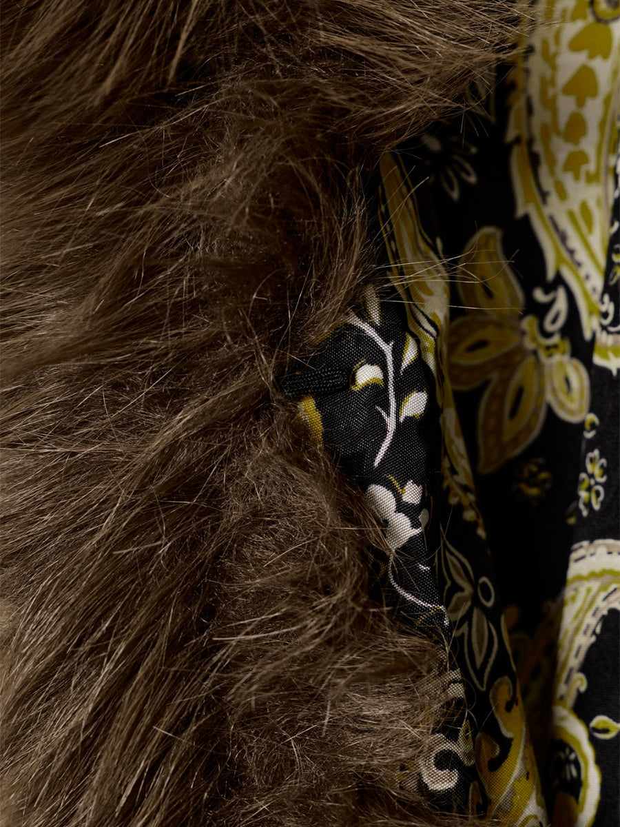 Faux Fur Beaded Embroidery Cardigan