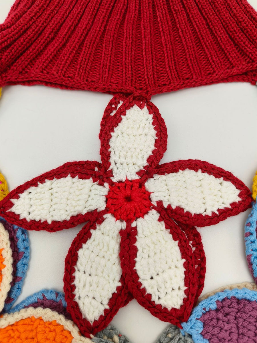 Crochet Knit Cut-Out Floral Patchwork Top