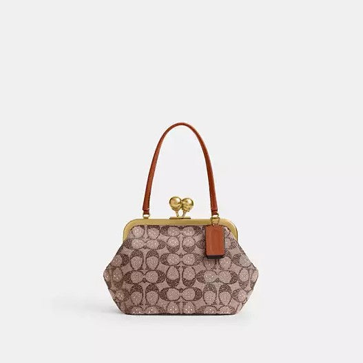 Women's Frame Crystal Jacquard Kisslock Bag