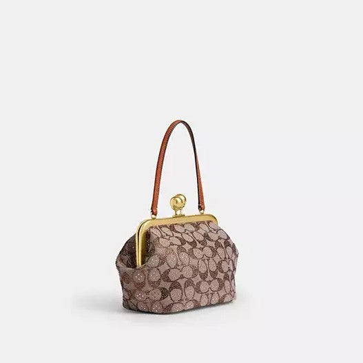 Women's Frame Crystal Jacquard Kisslock Bag