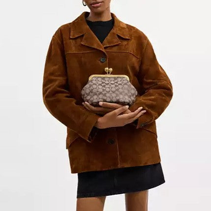 Women's Frame Crystal Jacquard Kisslock Bag