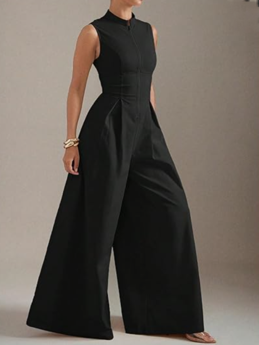 Sleeveless Zip-Up Pants Suit
