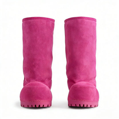 Pink Brown Alaska Fur High Boots