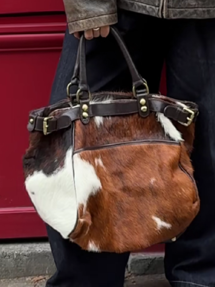 Faux Leather Dairy Shoulder Bag