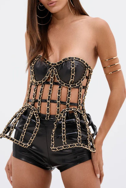 Chain Detail Bustier Top