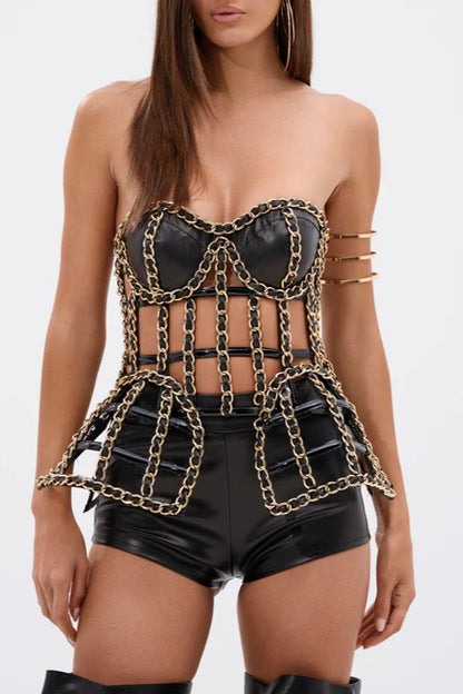 Chain Detail Bustier Top