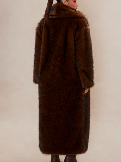 Chocolate Faux Fur Long Coat ( Freed Shipping )