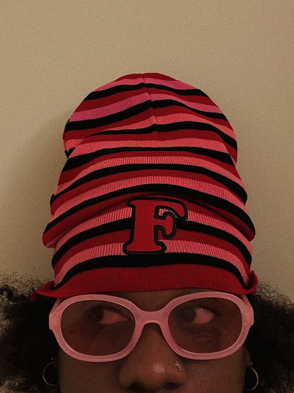 Contrast Striped Knit Hat