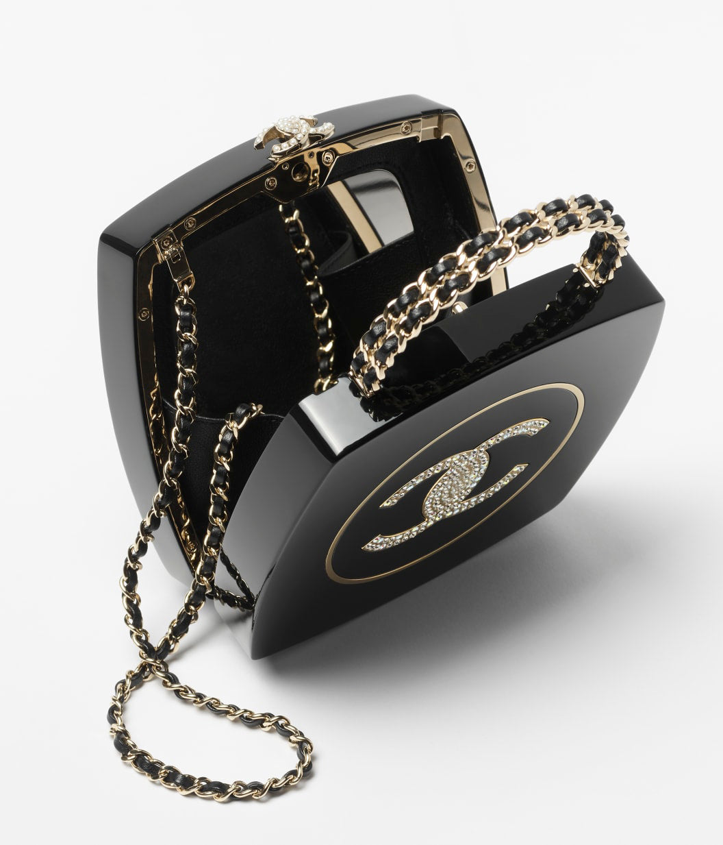 Gold and Diamond-encrusted Makeup Palette Crossbody Bag