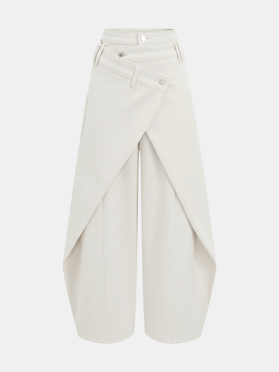 Cross-Slit Wide-Leg Jeans