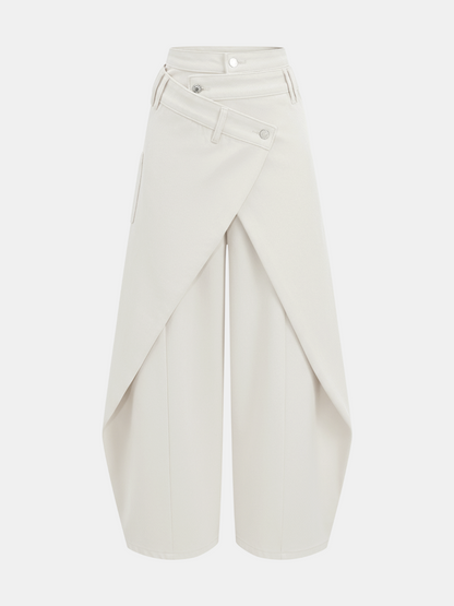 Cross-Slit Wide-Leg Jeans