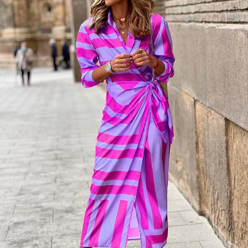 Elegant Floral Shirt Midi Dress