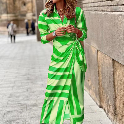 Elegant Floral Shirt Midi Dress