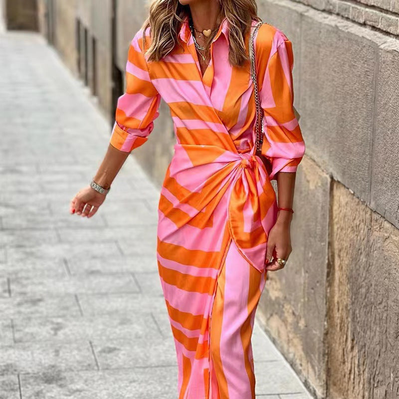 Elegant Floral Shirt Midi Dress