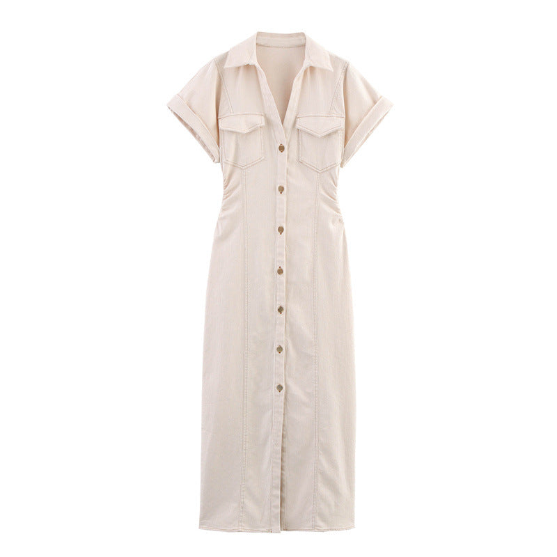 Slim Fit Denim Midi Dress
