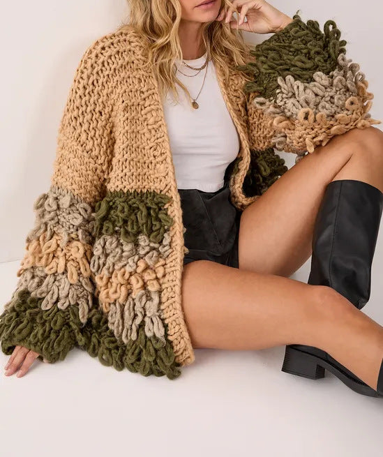 Contrast Knit Loose Sweater