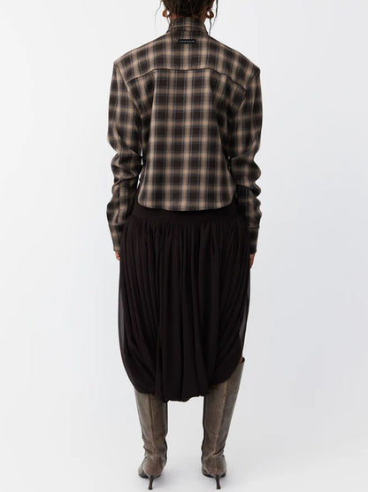 Brown plaid shirt + trousers set