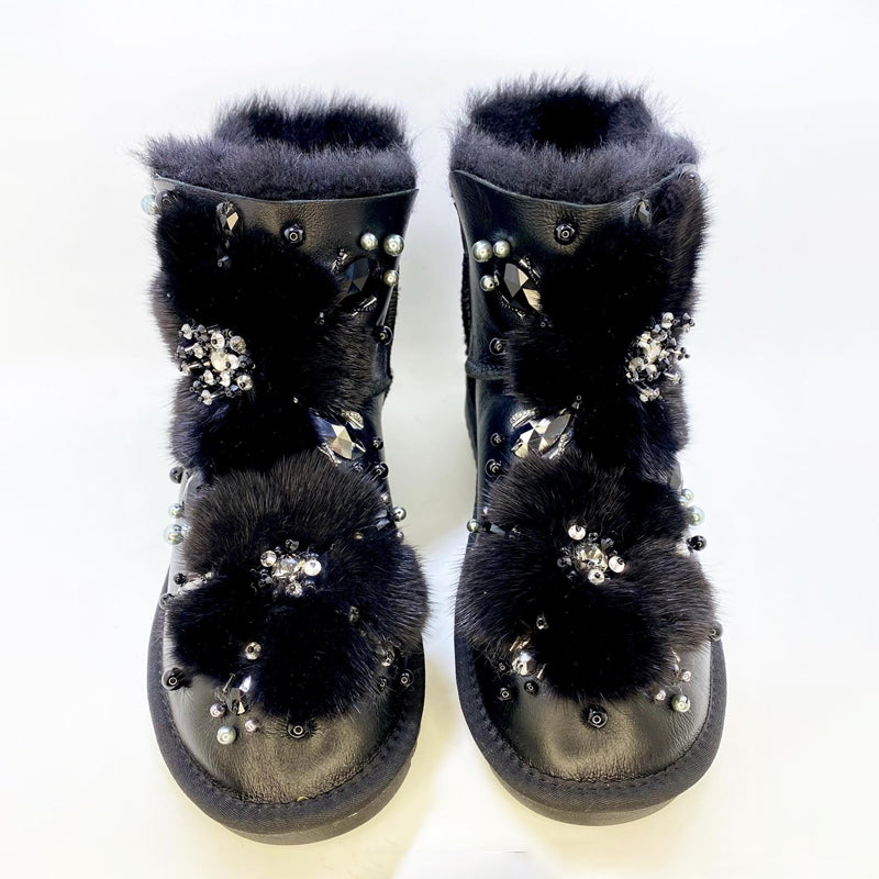 Rhinestone Sparkle Fur Snow Boots