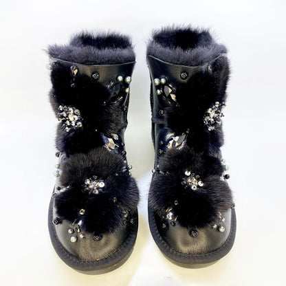 Rhinestone Sparkle Fur Snow Boots