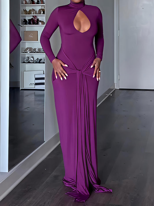 Self-tie Detail Cutout Draped Maxi Dress