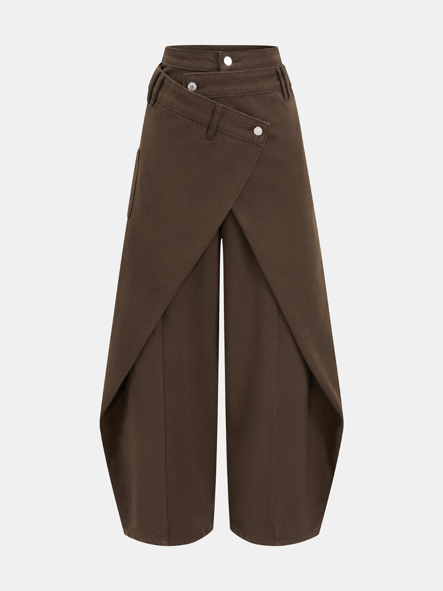 Cross-Slit Wide-Leg Jeans