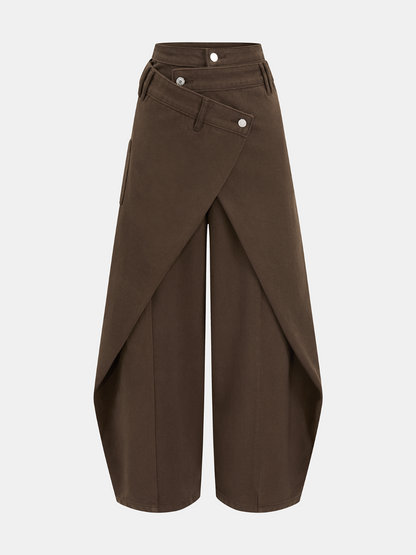 Cross-Slit Wide-Leg Jeans