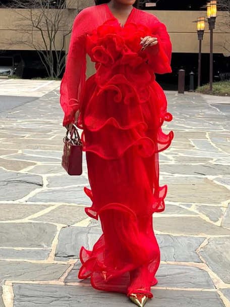 Classy Red Maxi Occasion Dress