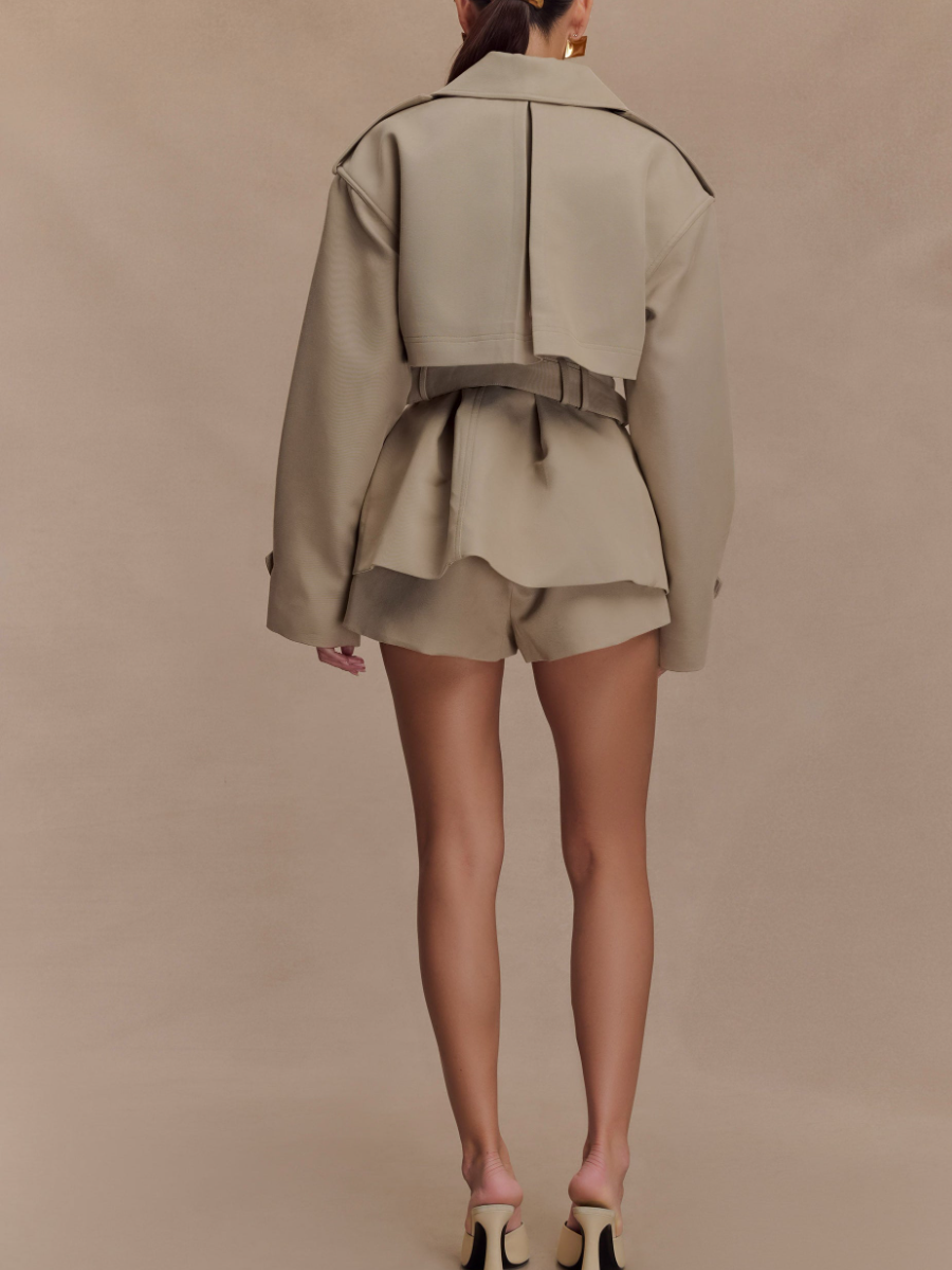 Solid Color Jacket and Short Set