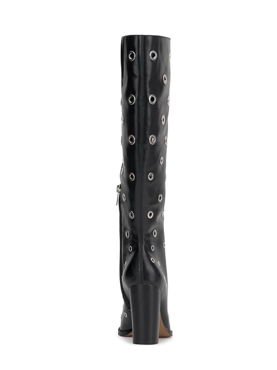 Silver Eeyed Thick Heel Boots