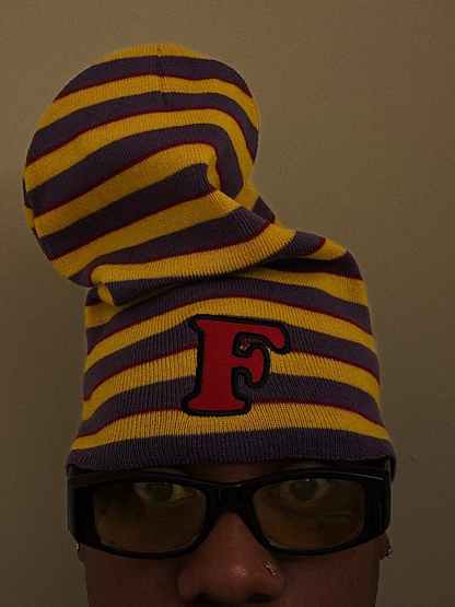 Contrast Striped Knit Hat