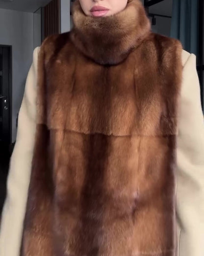 Fur High Neck Vest