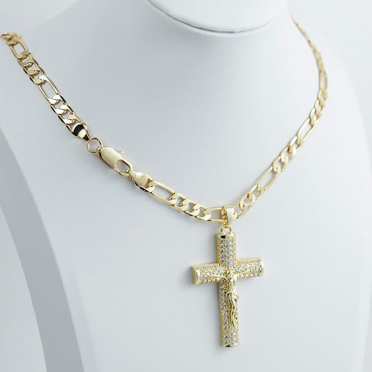 Golden Figaro Chain Cross