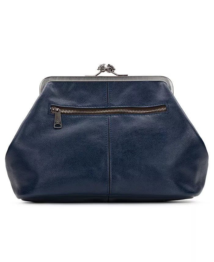 Classic Kiss-lock Closure Adorned Leather Bag