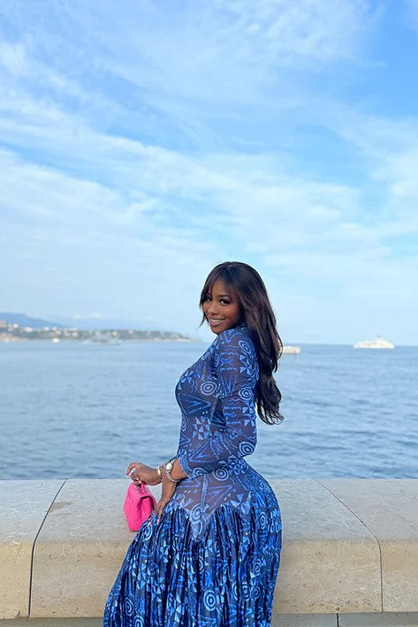 Blue Lily Mesh Maxi Dress
