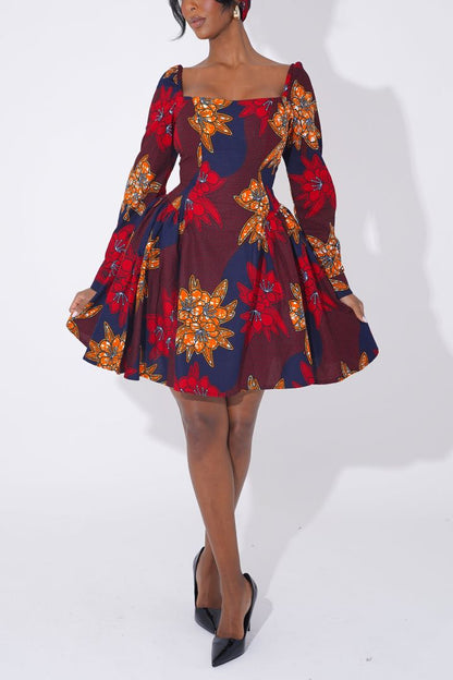 Ankara floral patterns mini dress