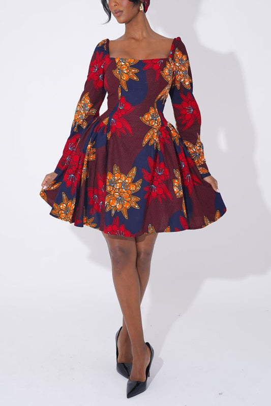Ankara floral patterns mini dress