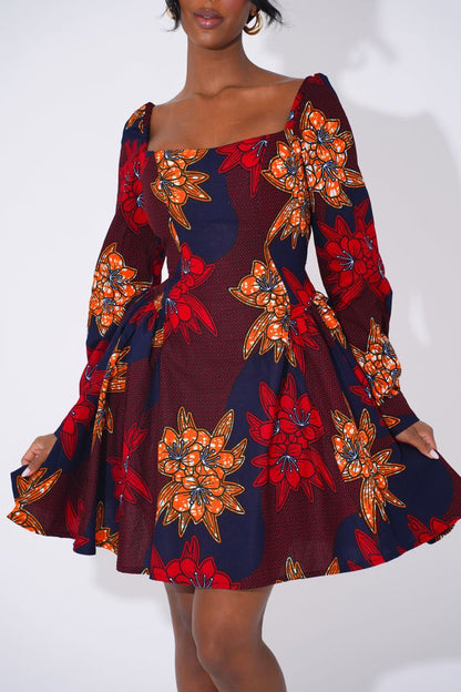 Ankara floral patterns mini dress