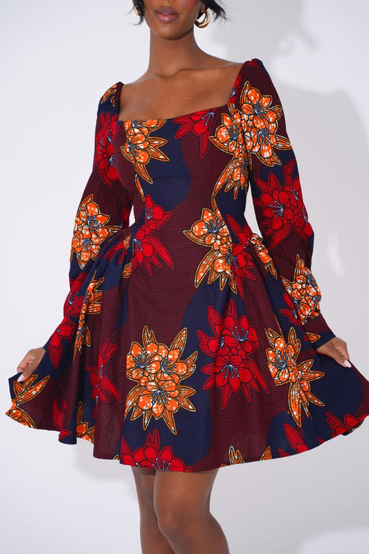 Ankara floral patterns mini dress