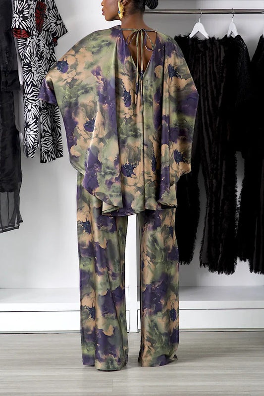 Dark Melange Silk Trouser Set