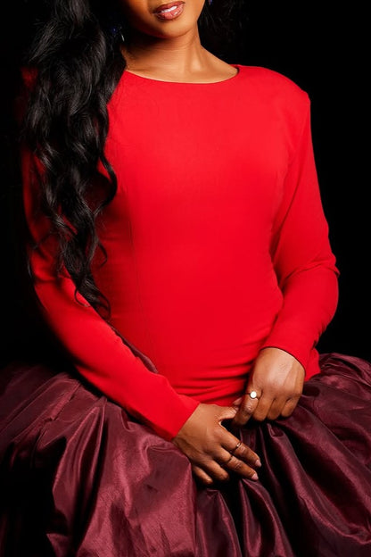 Double-layer puffy long-sleeved dress
