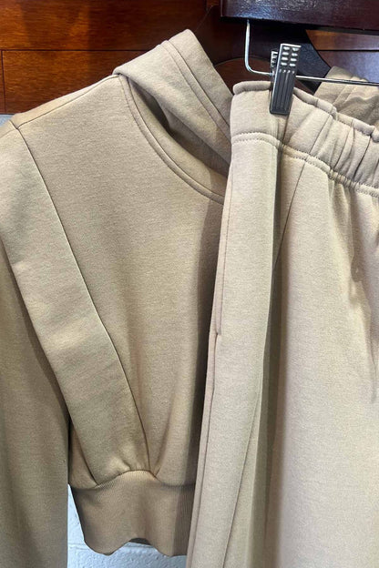 Cozy hooded sweatshirt and wide leg pants Set