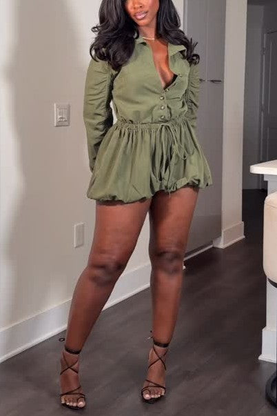 Con estilo Long Sleeve Cargo Romper