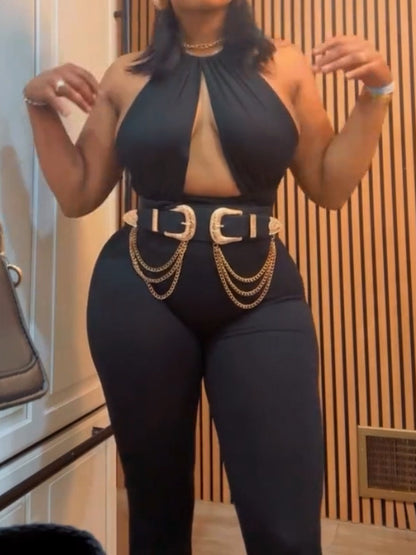Straps Cutout Body Stocking Jumpsuit