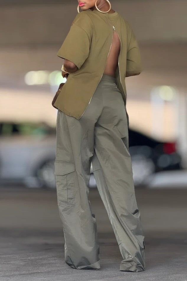 Women's Zippered Waist Top
