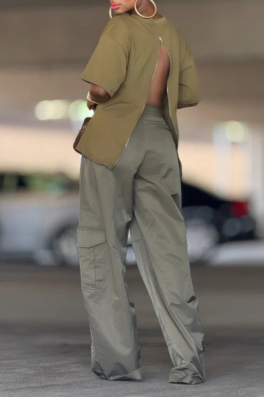 Women's Zippered Waist Top